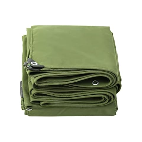 JLWM Tarpaulin Waterproof Fireproof, Military Green Tarp Sheet Tear Resistant Tarps Protection DIY Canvas Anti-Scratch Heavy Duty with Eyelets Tie-Downs for Outdoor Truck Building Pet Home-6x6m Cover
