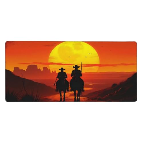 Tapis de souris de jeu XL avec motif cowboy rétro pour setup bureau stylé