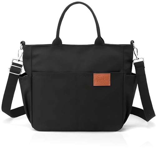 Opiniones de Bolsas de Tela para Dama del mes. 47 Tote Bag Mujer, RENDIN Bolsa Tote Mujer Bolsa Bandolera para Mujer,Bolsa Lona Mujer Bolsa Cruzada Bolsa de Mano,Bolso Casual de Viaje con Cremallera y Bolso de Hombro, Negro