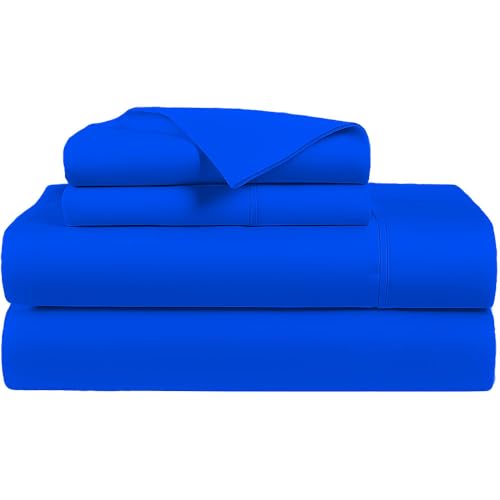 Amay Queen Egyptian Cotton Sheets 500TC 4PC Set, Royal Blue