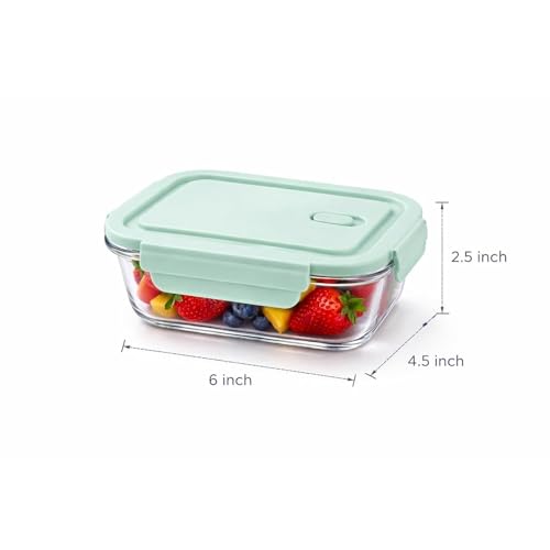 Image of 650 ML Glass Meal Prep Containers with Airtight Lids | Food Storage Containers Microwave, Oven, Freezer & Dishwasher Safe (Pack of 2)