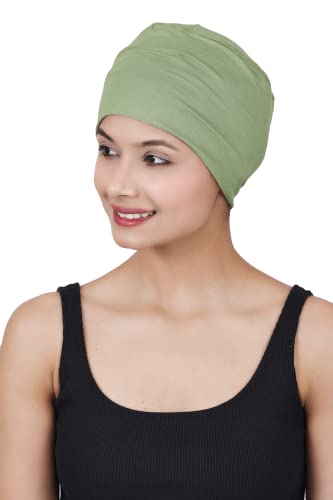 Image of The Headscarves Women Silky Soft Bamboo Viscose Sleep Cap for Hair Loss Chemo Headwear Skull Cap Free Size (Multicolor) (HS3 Multicolor)