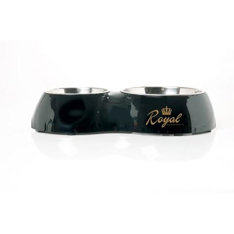 FUTTERSCHEUNE.COM Melamin Napf ROYAL Doppelnapf SCHWARZ Gold Cover