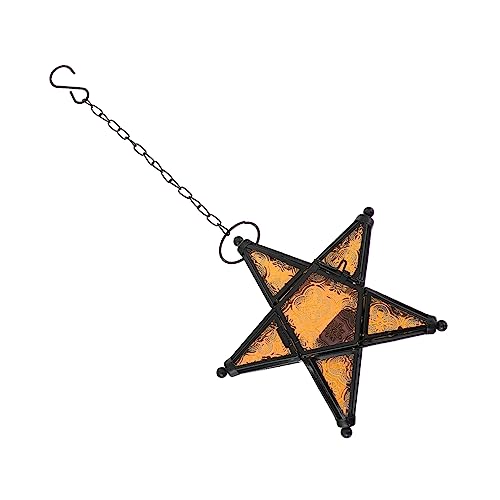 Cabilock Star Glass Lantern Candle Decor Iron Candle Holder Decorative Candle Holder Nordic Style Candle Holder Candle Shelf Candle Holder Decor Pentagram Candle Holder Tealight Holder