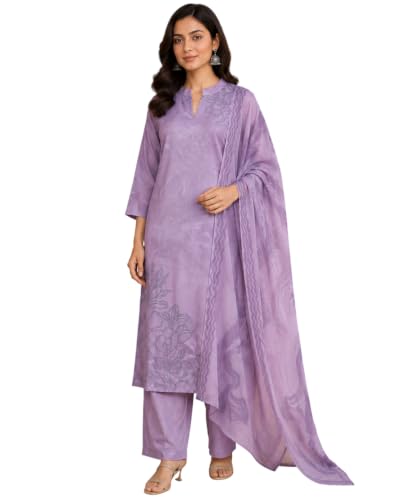 Image of Sun Fashion And Lifestyle Kurta Sets for Woman | Kurti Set |Women's 3 Piece Kurta Pant Dupatta Set |Cotton Blend Kurta Woman |Elegant Suit for Women |Dupatta