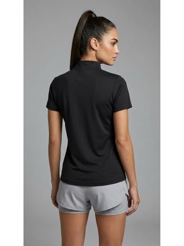 Image of PUMP'D Dry Fit Women's Half Zip Activewear Synthetic Regular Fit T-Shirt | Gym & Yoga