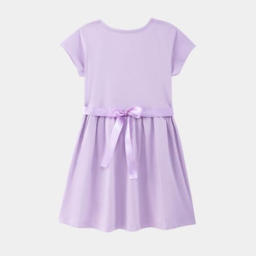 Image of Nap Chief Girls Printed Round Neck Fit & Flare Dress | Cotton Knee Length Half Sleeve Girls Summer Dress for Casual Wear
