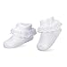 Infant Baby Girls Baptism Christening White Ruffle Cotton Frilly Embroidered Cross Socks, 6-12 Months