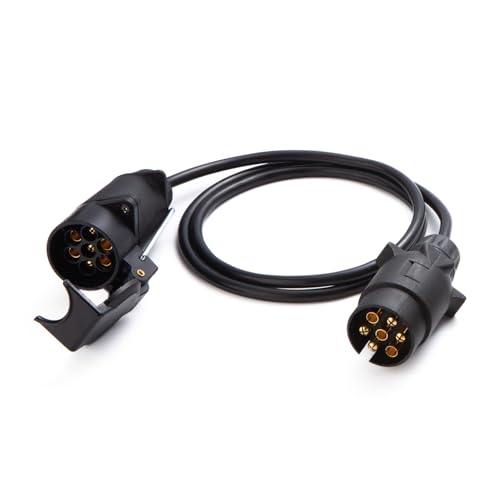 Feuunly 1,2M Rallonge Remorque 7 Broches, Norme ISO 1724, Prise Remorque 7 Broches Male a Femelle, Câble Cuivre Pur, pour Véhicules Européens Remorque Yacht 12V/24V