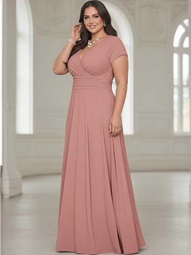 Image of KOH KOH Womens Sexy Cap Short Sleeve V-Neck Flowy Cocktail Gown