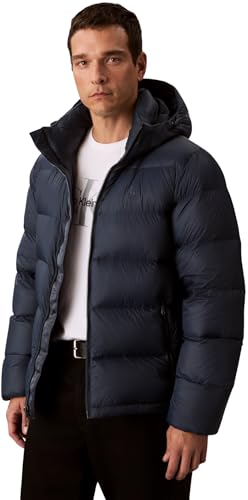 Calvin Klein Cazadora acolchada Hombre Nylon Zip Off con capucha, Azul (Ink), XXL