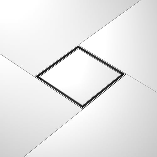 Bernkot Square Shower Drain 8", Brushed Floor Drain with Tiled