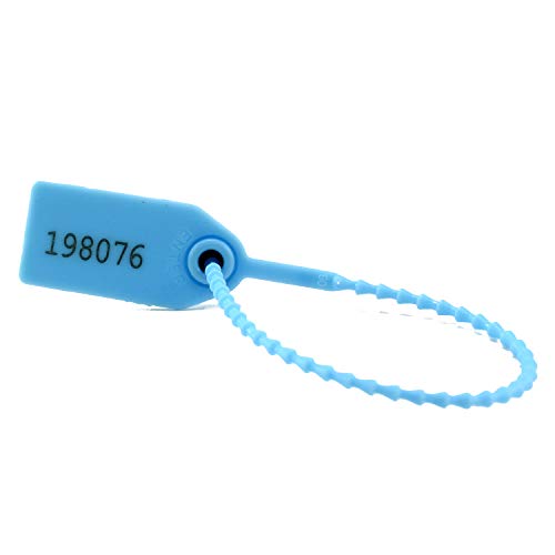 100 Numbered Plastic Security Seals for Fire Extinguisher Tamper Evident Security Tags Self-Locking Zip Ties Pull-Tite Security Locks(Blue)