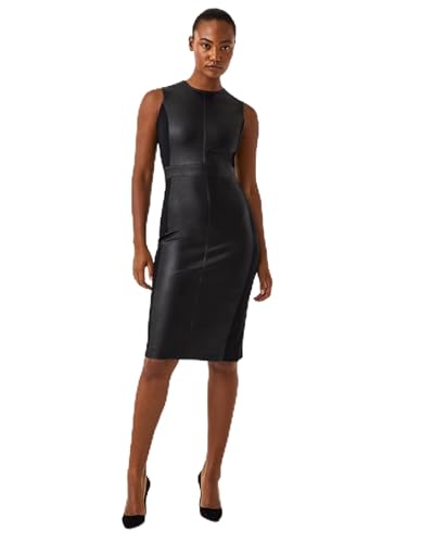 Leather-Like Combo Fitted Dress