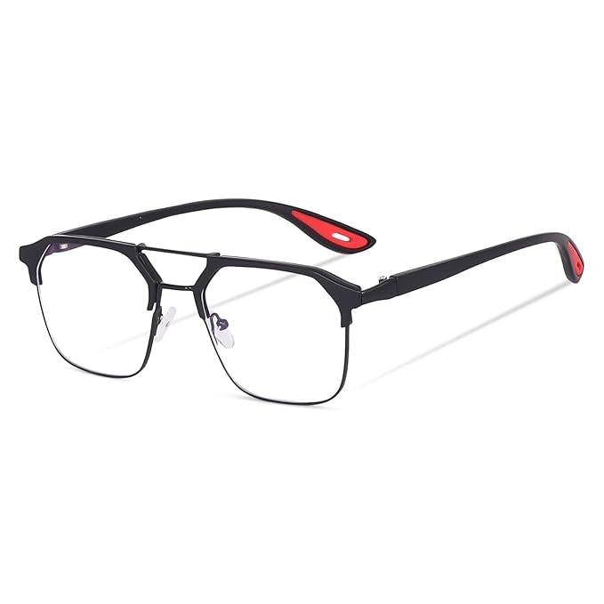 Image of Square Spectacles Clear Anti Blue Ray Blocking BlueCut Anti Glare Reduce zero Power Mobile computer Laptop Gaming protection For Men & Women (Free Size)