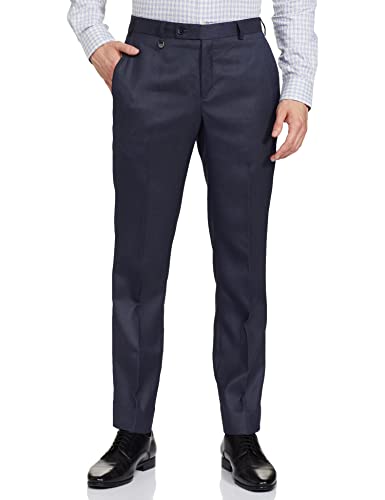 Image of Park Avenue Men Park Avenue Men's PLEATLESS SMART FIT Medium Blue Formal Trouser