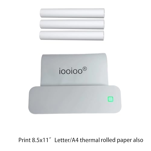Image of IOOIOO D210 Portable Printer, Wireless Inkless Bluetooth Thermal Printer for Tattoo Stencil Transfer Paper, for 8.5 x 11 Letter, A4 Rolled & Folded Thermal Paper (White, Without Carrying Case)
