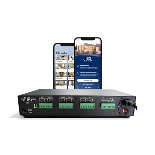 Juke-8: 8 Zone Multi-Room Amplifier | Built-in Music Streaming & Wireless App Control | Supports 8 Audio Sources Simultaneously | Whole Home Audio System | Airplay 2, Spotify Connect, Bluetooth