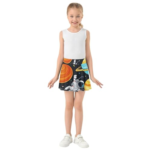 Joisal Girls' Shorts Athletic Skorts Cartoon Colorful Planets Space Tennis Skirts for Kids Personalized Girl Skort 3t3