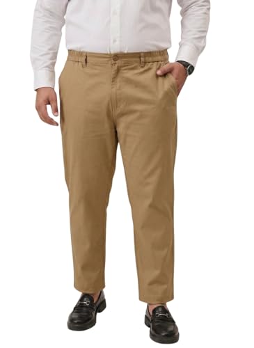 Image of Plus Size Men Stretchable Chino Pants Pure Cotton Casual Trousers for Men