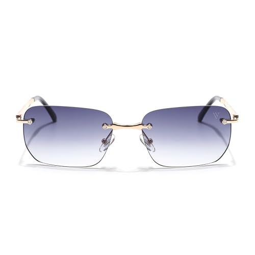 Image of Voyage Rimless Polarized Sunglasses for Men & Women (Black Lens | Black Frame - MG7601)