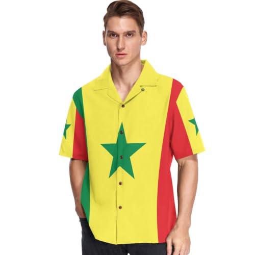 Chemise hawaïenne Sénégal homme manches courtes imprimé drapeau GuoChe