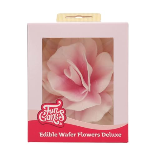 FunCakes Flores de Papel Comestibles Deluxe Rosa Pastella Rosa Ombre Grande, Flores Comestibles para Decoración de Tartas, Pasteles y Cupcakes, Edible Wafer Flowers Deluxe - pk/1