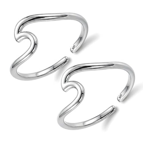 Image of TRUESILVER ACPL 925 Sterling Silver Wave Toe Ring for Women