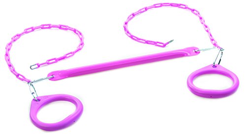 Standard Trapeze Bar with Rings | Pink | Compatible with Most Playsets | Easy to Install | 115lb Capacity | Swing Hangers Not Included | DIY Swingset Accessory | Backyard Playground Accessories