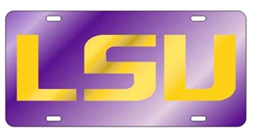 Craftique LSU Tigers Laser Cut Inlaid Mirrored Purple Plate w/Yellow LSU