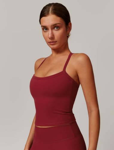 Image of QBGJTD Womens Longline Sports Bras Cross Back Active Gym Yoga Padded Workout Crop Tank Top with Built in Bra