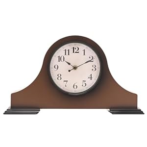 Woodhouse & Mitchell Vintage Mantel Clock – 36cm Wood-Effect Mantle Clock, Silent Non-Ticking Quartz Fireplace Clock, Classic Retro Shelf Clock for Living Room, Bedroom or Hallway (Walnut Effect)