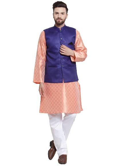 neudis Cotton Jute Blue Nehru/Modi Jacket Mandarian Collar Sleeveless Waist Coat For Men - Blue CTNJUTEWCBLUE-picture-10