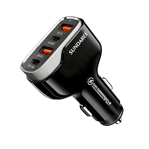 Car Charger SUNDAREE Smart car Charger 40W Fast Charger, Dual USB C PD Car Charger car USB Charger Multi-Port Compatible with Any Apple and Android Mobile Devices, etc