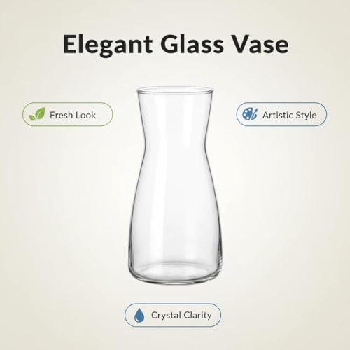 Anquephd 20CM Kleine Vasen Deko für Tischdeko, Mit Dichtstopfen für Küchencontainer, Modern Blumenvase Glas, Mini Vase Tulpen Setals Hochzeitsdekoration für Tische. (Clear, 19.8cm)