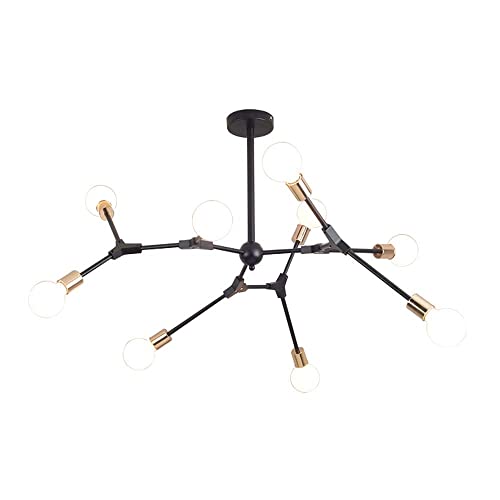 Suspension luminaire industrielle noir et or pour le salon et couloir