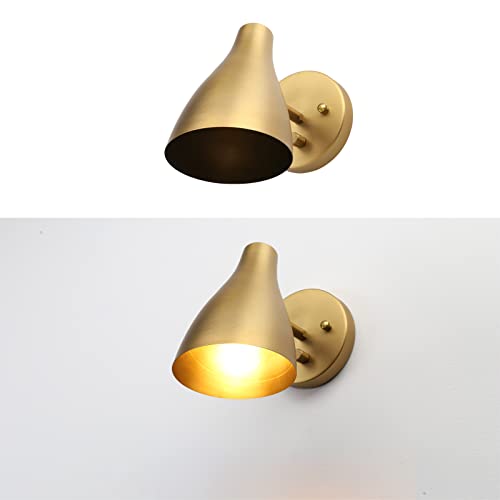 Image of Pathson Set of 2 Adjustable Wall Sconce with Dimmer Switch, Vintage Bedside Wall Vanity Lighting, Hardwired Metal Wall Light Lamp for Bathroom Bedroom Living Room Kitchen Sink Farmhouse