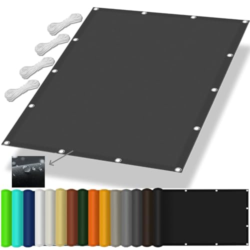 Voile d'ombrage imperméable 4x4m gris foncé pour terrasse - 2