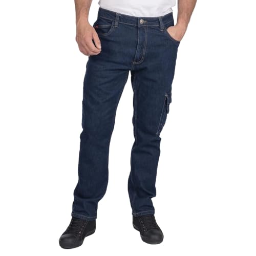 Lee Cooper LCPNT239 Vêtements de travail pour hommes Sécurité Jean de charpentier extensible Pantalon de travail, Bleu Clair, 34W / 31L
