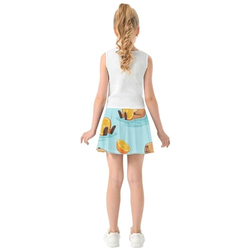Joisal Skirts with Shorts Cute Capybaras Oranges Athletic Shorts for Girls Skorts Cool Pink Pleated 4t4