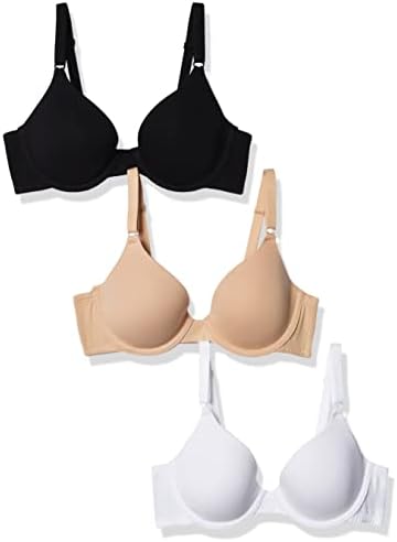 Fruit of the Loom Women's T-Shirt Bra, Black Hue/Sand/White, 38DDD