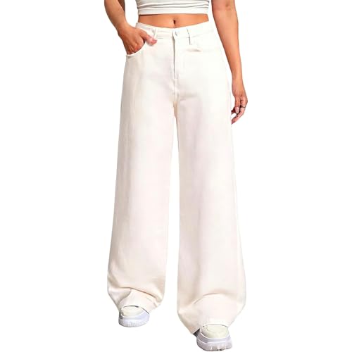 Jean ample taille haute en denim premium à jambe large