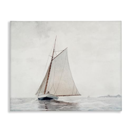 Stupell Industries Foggy Sailboat Ocean Waves, 24 x 30 Inch Canvas Wall Art