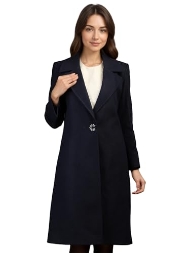 Image of CHKOKKO Women Chic Winter Coat Single Breasted | Knee Length Design with Buttoned Closure and Practical Front Side Pockets for Stylish and Comfortable Wear