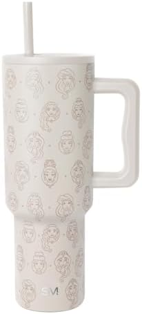Simple Modern Disney 40 oz Tumbler with Handle and Straw Lid | Insulated Reusable Stainless Steel Water Bottle Travel Mug | Gifts for Women Men Him Her | Trek Collection | 40oz | Princess Icons