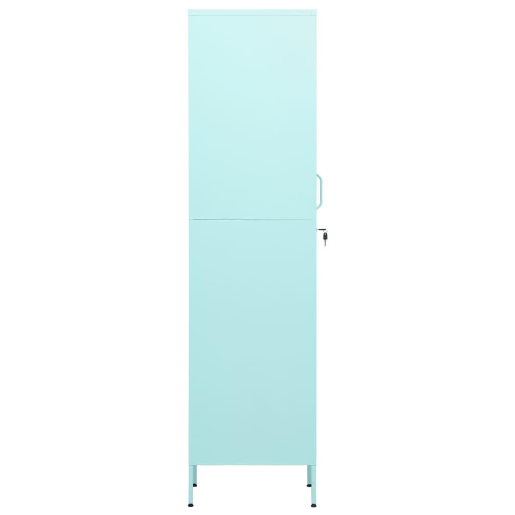Armadio in acciaio con 4 ripiani e serratura, moderno, per ufficio, palestra, scuola e archivio, 35 x 46 x 180 cm, colore: verde menta