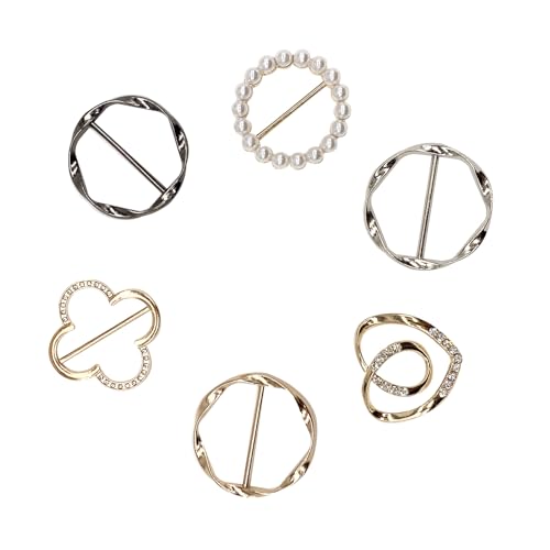 Aikeis Clip para camiseta, broche, anillo de bufanda, hebilla de cinturón, hebilla de metal, redondo, para camisa de mujer, aleación, para bufanda, nudo de seda, nudo de camisa, clip