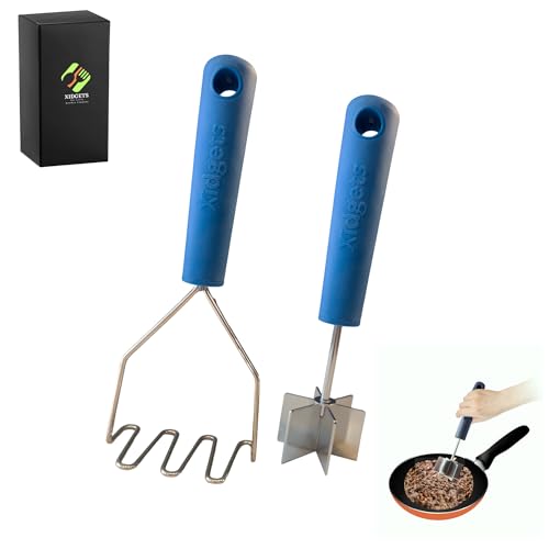 Image of 2pc Gift Set | Large Stainless Steel Meat Chopper & Potato Masher | DW Safe