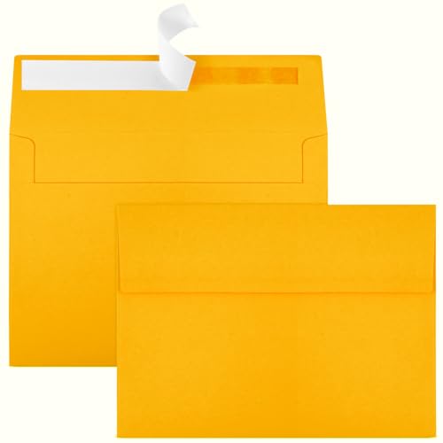 50 Packs Yellow 5x7 Envelopes 5x7, Fade Bright Yellow Color Envelopes Self Seal for Weddings, Photos, Greeting Cards, Mailing