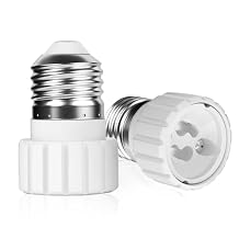 2 Pack Light Bulb Adapter - E26 to Gu10 Light Bulb Socket Adapter 120C Heat-Resistant Ceramic E26 Standard Medium Base to Gu10 Pin Base Socket Converter Max 150W, 110-240V, White